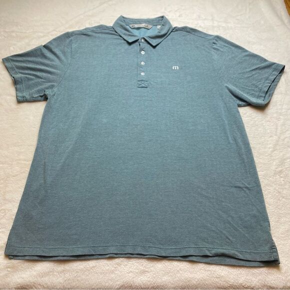 Travis Mathew Blue Green Tone Short Sleeve Polo Shirt Size XL - Picture 1 of 12